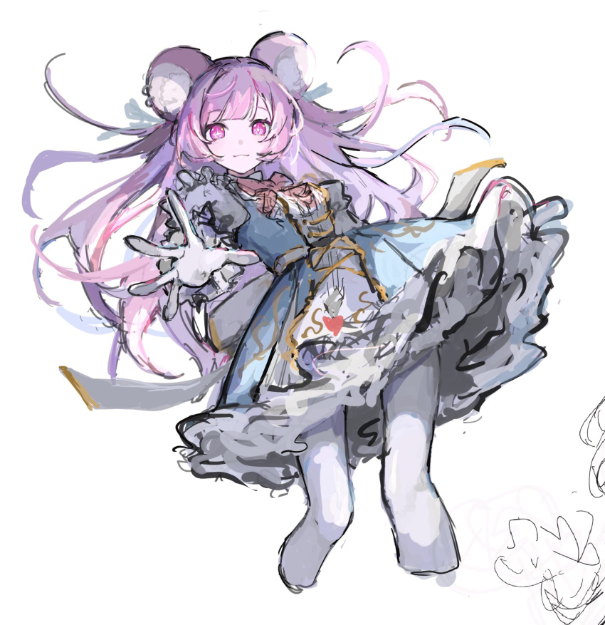 +_+, 1girl, :3, absurdres, animal_ears, blue_dress, blunt_bangs, closed_mouth