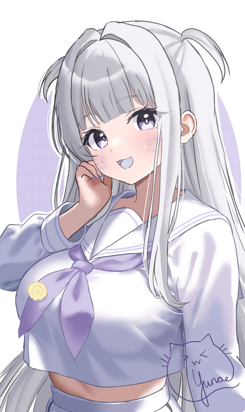 absurdres, breasts, etherealmeow, facial_mark, highres, large_breasts, long_hair, midriff