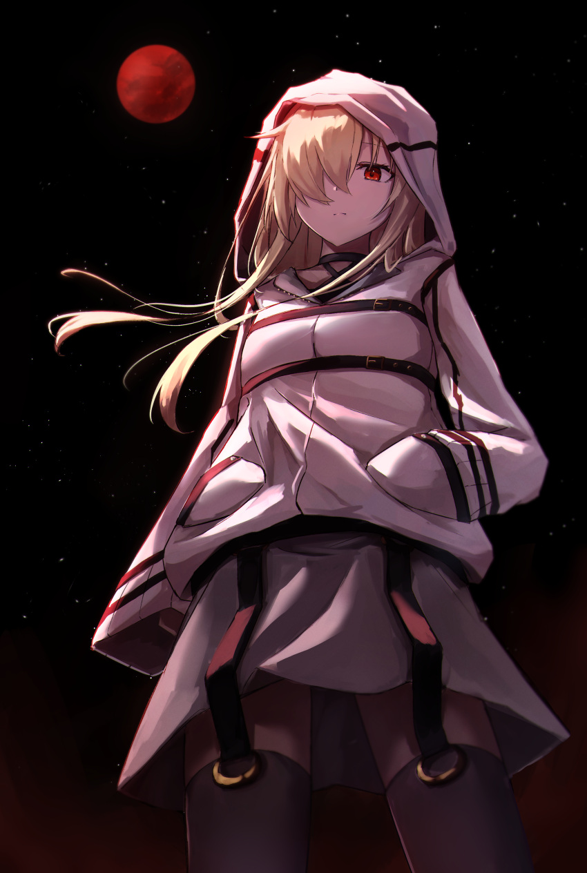 1girl, 9-nine-, absurdres, arm_at_side, backlighting, black_choker, blonde_hair, choker