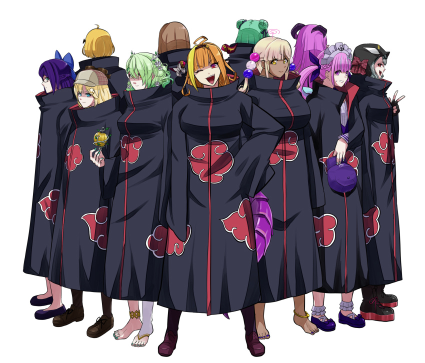 a-chan_(hololive), akatsuki_uniform, apple, ceres_fauna, food, fruit, golden_apple, green_hair