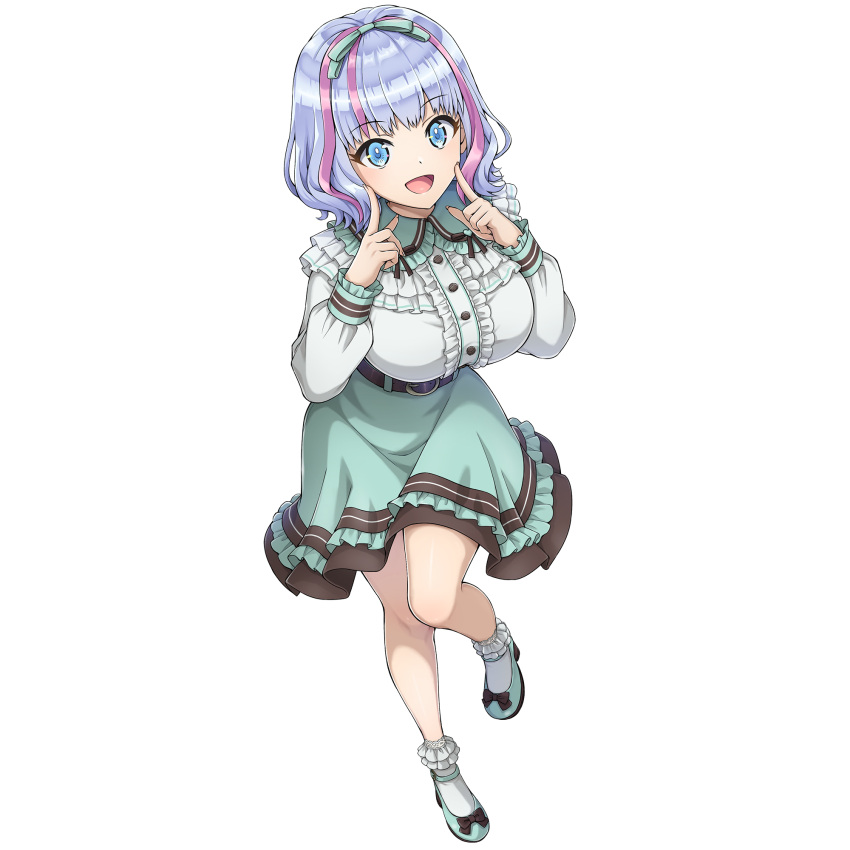 :d, aqua_dress, aqua_ribbon, blue_eyes, blue_hair, blush, breasts, dolphin_wave