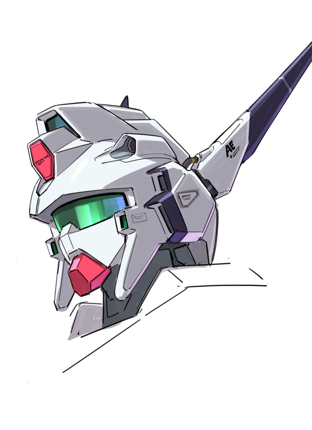 anaheim_electronics, assault_visor, commentary_request, cropped_shoulders, green_visor, gundam, gundam_silhouette_formula_91, hardygun
