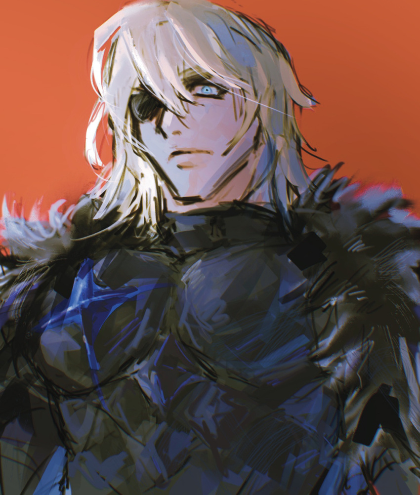 1boy, armor, black_armor, black_fur, blonde_hair, closed_mouth, commentary, dimitri_alexandre_blaiddyd