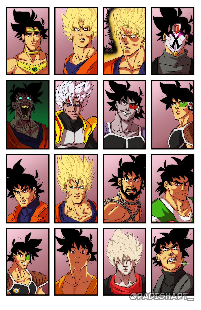 6+boys, absurdres, armor, baby_vegeta, baby_vegeta_(cosplay), beard, black_eyes, black_hair