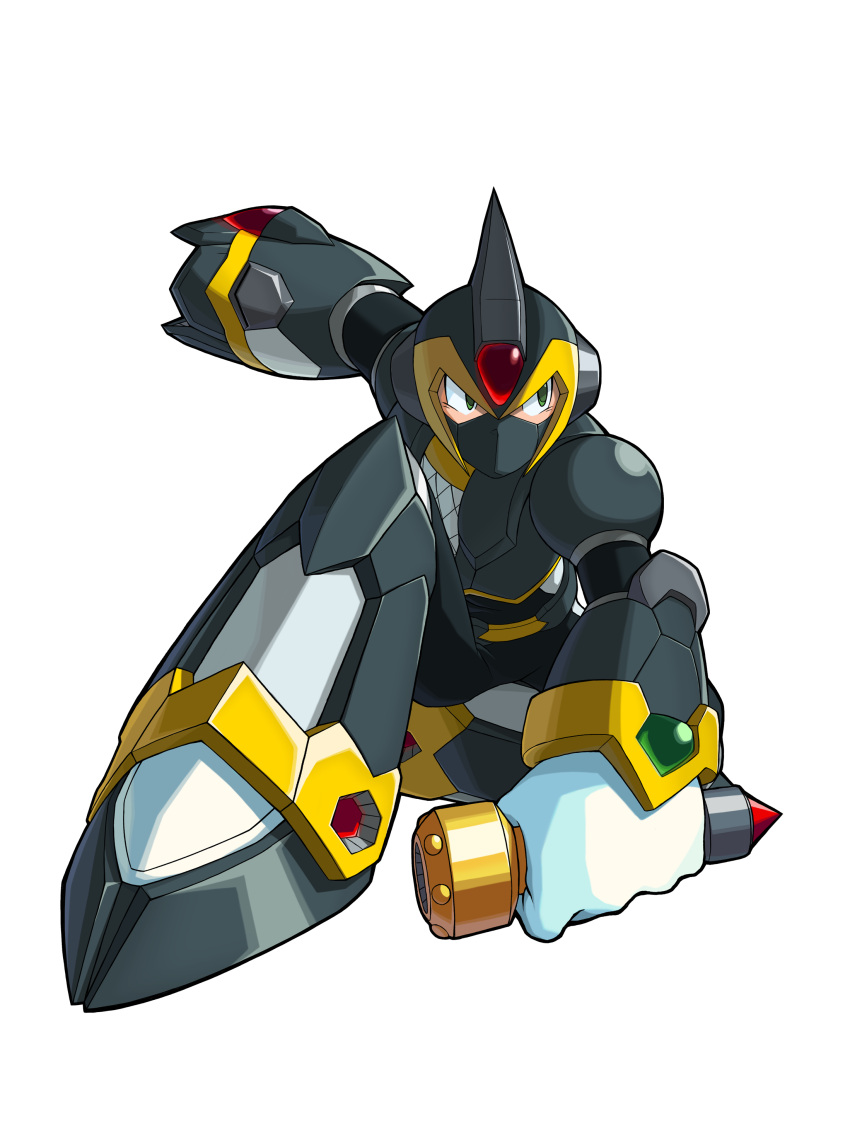 1boy, absurdres, armor, black_armor, black_helm, black_helmet, blade_arm, duster