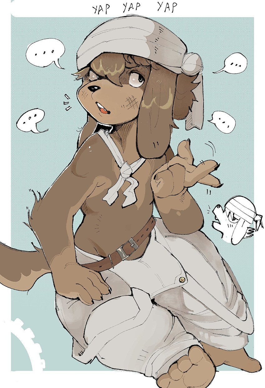 ..., 1boy, animal_ears, bad_id, bad_twitter_id, bandana, belt, brown_belt