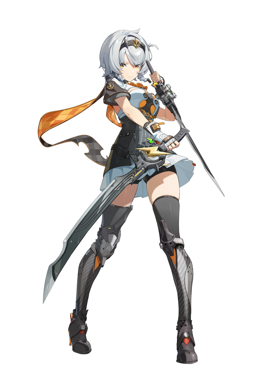 1girl, absurdres, anby_demara, anby_demara_(silver_soldier), bike_shorts, bike_shorts_under_skirt, black_hairband, black_shorts