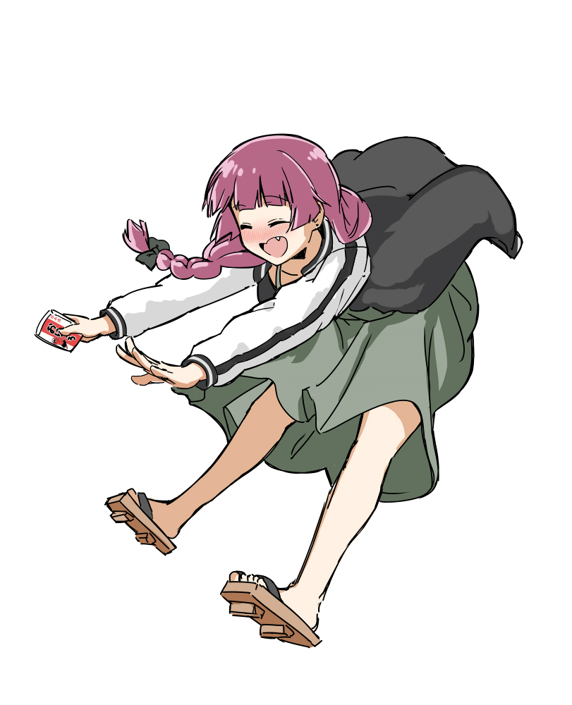 1girl, alcohol_carton, black_bow, black_jacket, blunt_bangs, blush, bocchi_the_rock!, bow