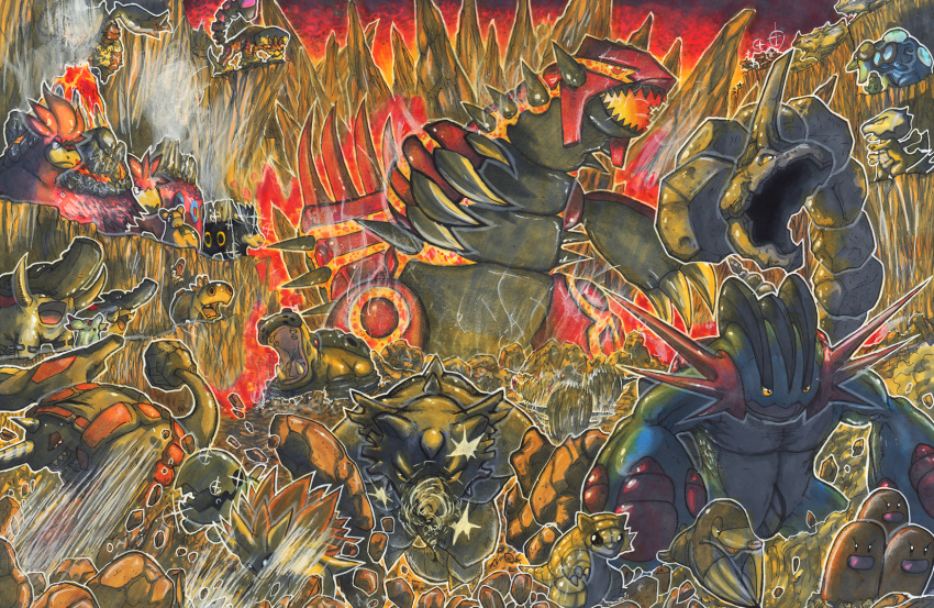 alternate_color, camerupt, claws, commentary, cubone, debris, diggersby, diglett