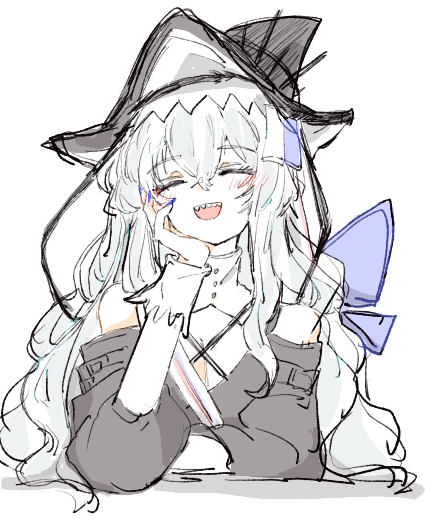 1girl, absurdres, arknights, bare_shoulders, black_hair, black_jacket, closed_eyes, commentary_request