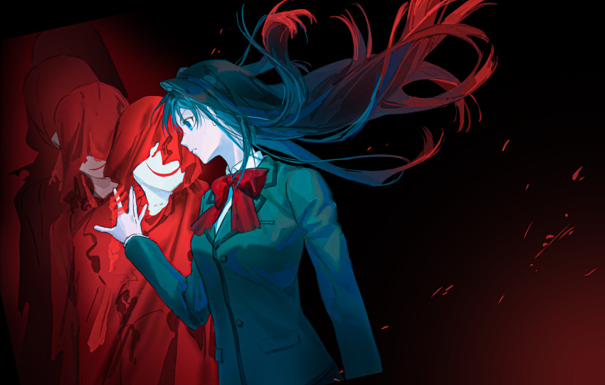 1girl, 1other, absurdres, afterimage, aozaki_aoko, arm_at_side, blue_eyes, blue_hair