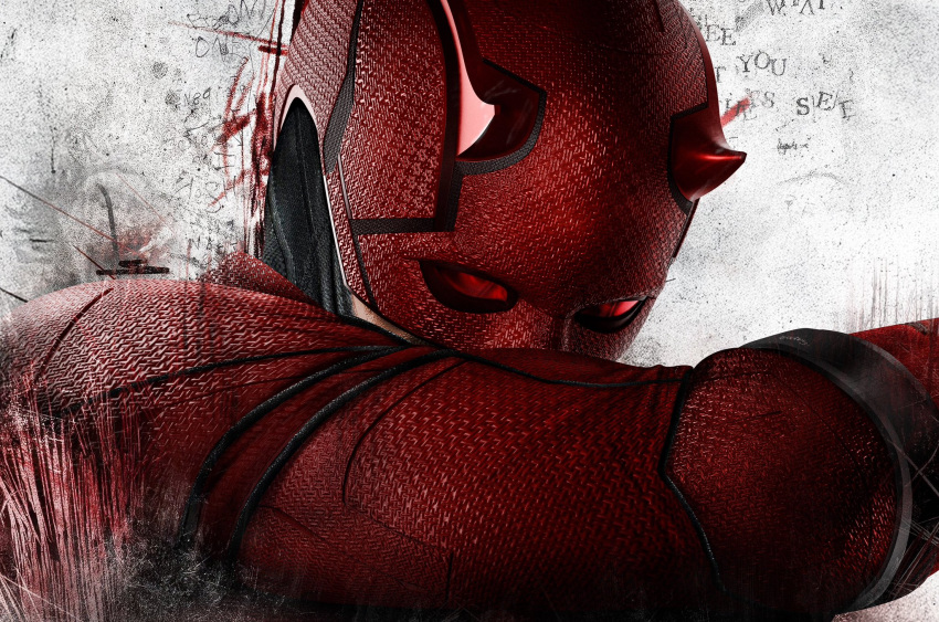 1boy, arifinity, blind, bodysuit, daredevil, daredevil_(netflix), highres, horned_mask