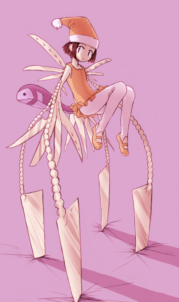 1girl, brown_hair, frills, fur-trimmed_headwear, fur_trim, hat, leotard, milk_closet