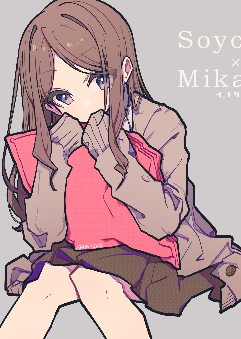 1girl, anon_tokyo_(bang_dream!), bang_dream!, bang_dream!_it's_mygo!!!!!, black_skirt, blue_eyes, brown_hair, brown_sweater