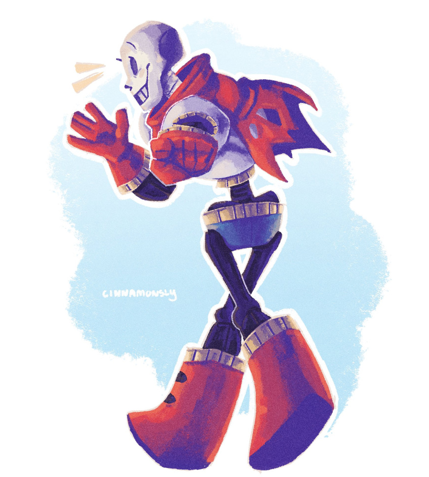 1boy, 2021, 2d, \||/, armor, artist_name, blue_background, blue_shorts