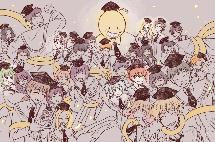 6+boys, 6+girls, akabane_karma, ansatsu_kyoushitsu, black_hair, blonde_hair, blush, braid