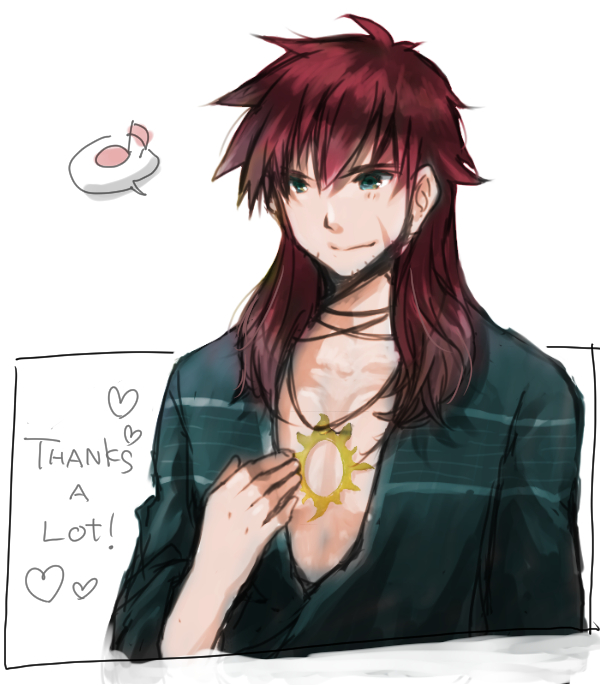1boy, blue_eyes, blue_shirt, closed_mouth, commentary_request, jewelry, lala_(sputnik), long_hair