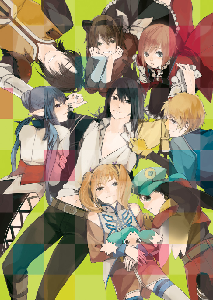 4girls, alternate_costume, animal_ears, anise_tatlin, anise_tatlin_(cosplay), bad_id, black_eyes, black_hair