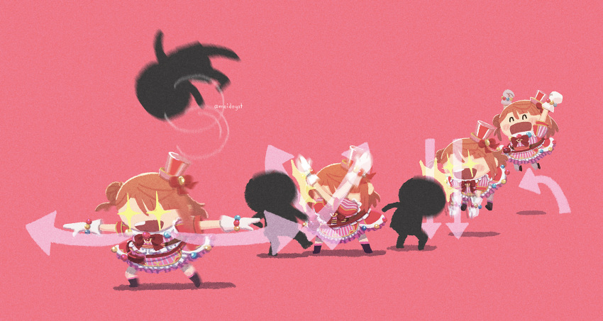 +_+, 1girl, 1other, :d, ^^^, ^_^, arrow_(symbol), attack