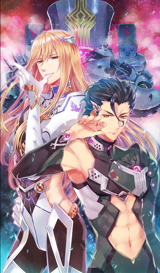 2boys, abs, arm_at_side, arm_guards, armor, armpits, bishounen, black_hair