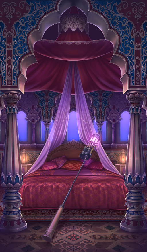 bed, canopy_bed, column, commentary, fate/grand_order, fate_(series), glowing, indoors