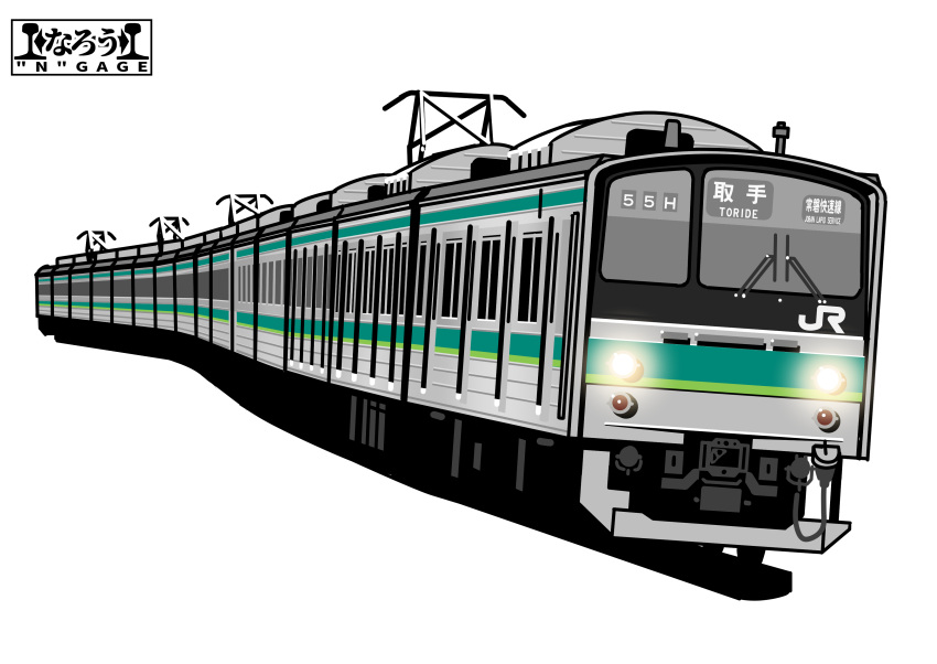 absurdres, east_japan_railway_company, headlight_beam, highres, inaho0734, japan_railways, jr_205_series, multiple_unit_train