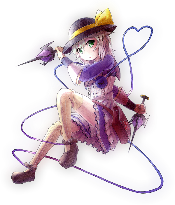 alternate_costume, bad_id, bag, dagger, dress, dual_wielding, eyeball, fai_(zigzagflamberge)