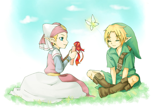 blue_eyes, closed_eyes, dress, eyes_closed, fairy, hat, inumimi_moeta, link