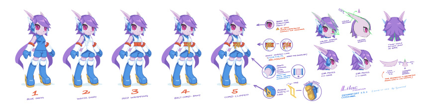 1girl, 2015, absurdres, arm_guards, blue_boots, blue_shirt, blue_shorts, boots