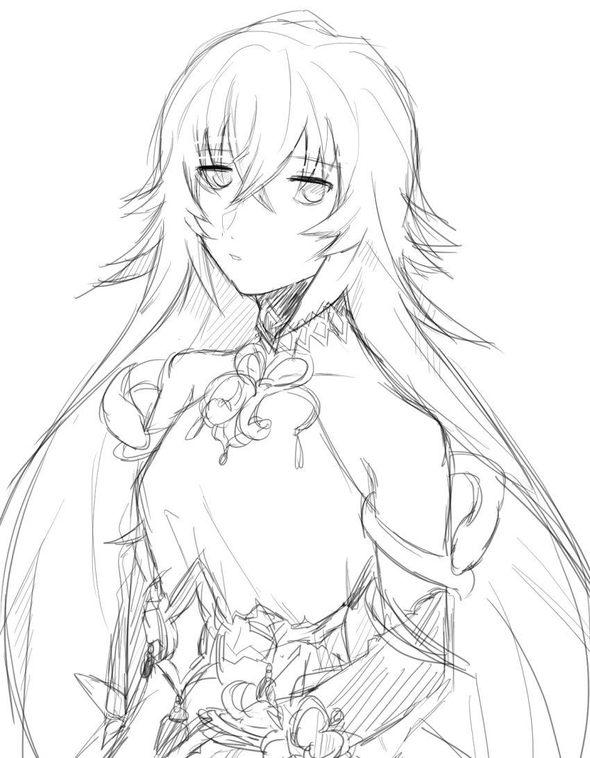 1girl, bad_id, bad_twitter_id, bare_shoulders, breasts, bridal_gauntlets, dress, gem