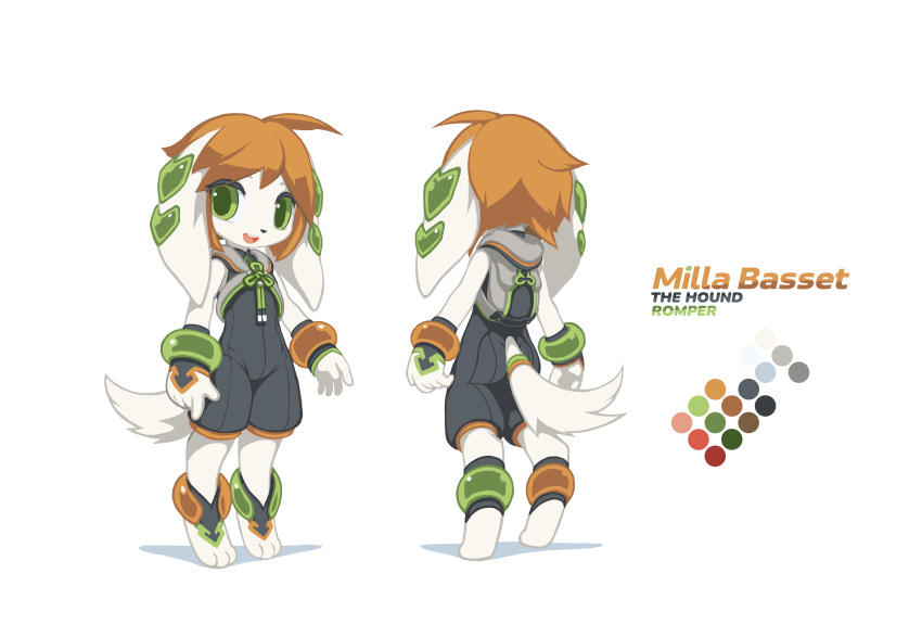 absurdres, ahoge, animal_ears, anklet, bag, barefoot, basset_hound, bracelet