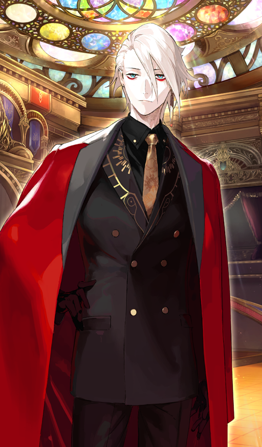 1boy, aqua_eyes, asymmetrical_hair, black_gloves, black_jacket, black_pants, black_shirt, black_suit