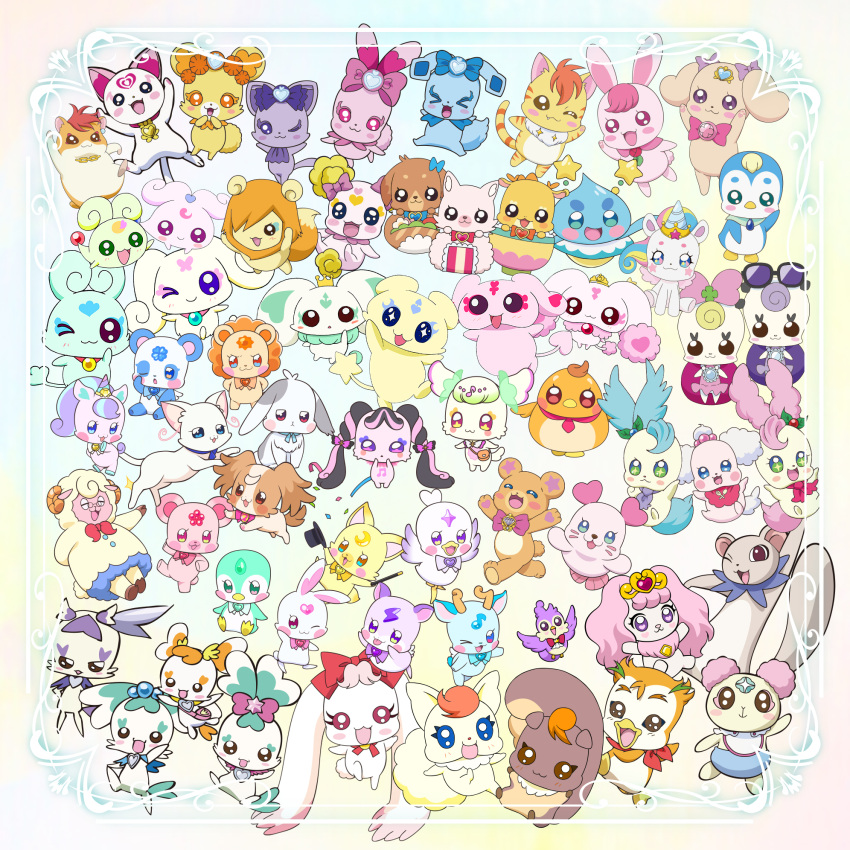 alien, aroma_(go!_princess_precure), bear, bib, bird, candy_(smile_precure!), cat, chiffon_(fresh_precure!), choppy, chypre_(heartcatch_precure!), coco_(yes!_precure_5), coffret_(heartcatch_precure!), cologne_(heartcatch_precure!), davi_(dokidoki!_precure), deer, delicious_party_precure, dog, dokidoki!_precure, fairy, flappy_(futari_wa_precure), foop, forehead_jewel, fox, fresh_precure!, futari_wa_precure, futari_wa_precure_max_heart, futari_wa_precure_splash_star, fuwa_(precure), go!_princess_precure, gurasan_(happinesscharge_precure!), happinesscharge_precure!, harryham_harry, healin'_good_precure, healing_animal, heartcatch_precure!, highres, hirogaru_sky!_precure, hugtto!_precure, hummy_(suite_precure), in-franchise_crossover, inukai_komugi, inukai_komugi_(dog), kimi_to_idol_precure, kirakira_precure_a_la_mode, kirarin_(precure), kirarin_animal, kirarin_bear, kirarin_deer, kirarin_fox, kirarin_hamster, kirarin_lion, kirarin_panda, kirarin_penguin, kirarin_rabbit, kirarin_swan, kome-kome, kururun_(precure), latte_(precure), lion, lulun, mahou_girls_precure!, mehmeh_(wonderful_precure!), mem-mem_(precure), mepple, meroron_(fairy)_(precure), meroron_(precure), milk_(yes!_precure_5), mipple, mofurun_(mahou_girls_precure!), moop, nekoyashiki_yuki, nekoyashiki_yuki_(cat), nico-sama, nuts_(yes!_precure_5), nyatoran_(precure), official_art, pam-pam, panda, pegitan_(precure), pekorin_(precure), pikario_(precure), pop_(smile_precure!), porun, potpourri_(heartcatch_precure!), precure, prunce_(precure), puff_(go!_princess_precure), purirun_(fairy)_(precure), purirun_(precure), rabbit, rabirin_(precure), rakeru_(dokidoki!_precure), rance_(dokidoki!_precure), ribbon_(happinesscharge_precure!), sharuru_(dokidoki!_precure), sheep, smile_precure!, star_twinkle_precure, suite_precure, swan, syrup_(yes!_precure_5), tart_(fresh_precure!), toyama_daifuku, toyama_daifuku_(rabbit), tropical-rouge!_precure, unicorn, weasel, wonderful_precure!, yes!_precure_5, yes!_precure_5_gogo!, yuunagi_tsubasa, yuunagi_tsubasa_(bird)