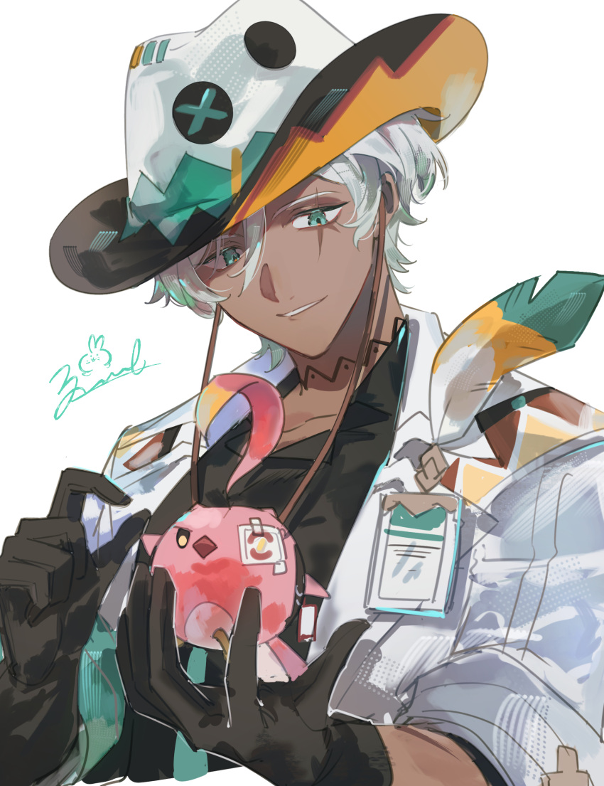 1boy, aqua_eyes, artist_name, black_shirt, cacucu, closed_mouth, collarbone, collared_shirt