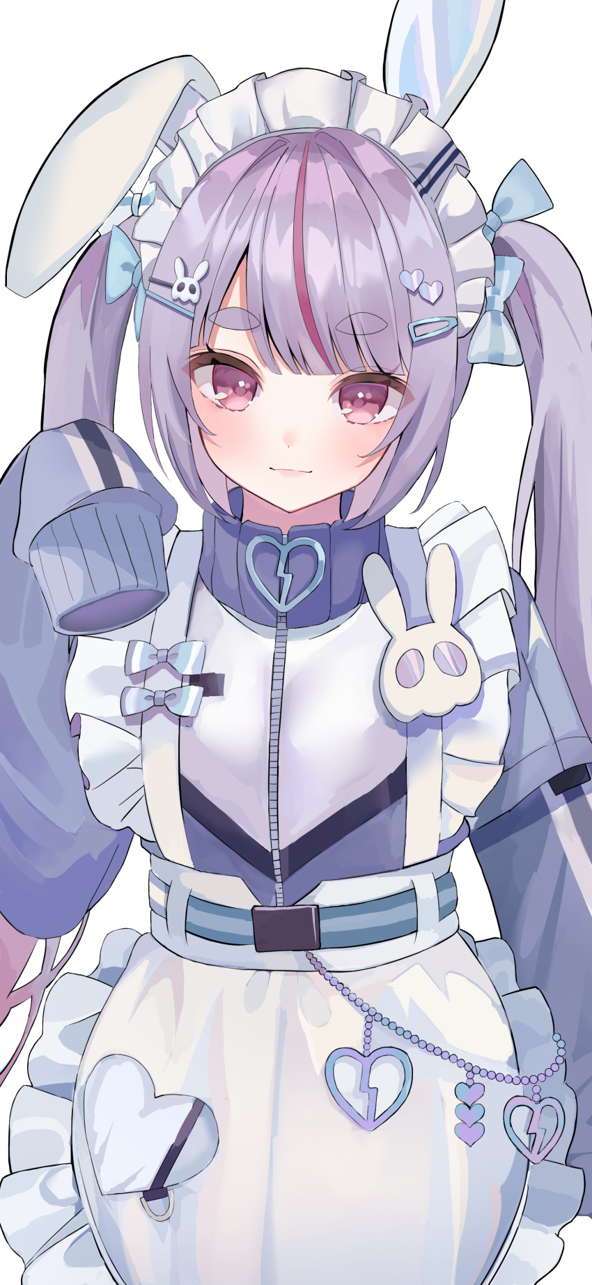 1girl, absurdres, animal_ears, apron, bow, fake_animal_ears, frilled_apron, frills