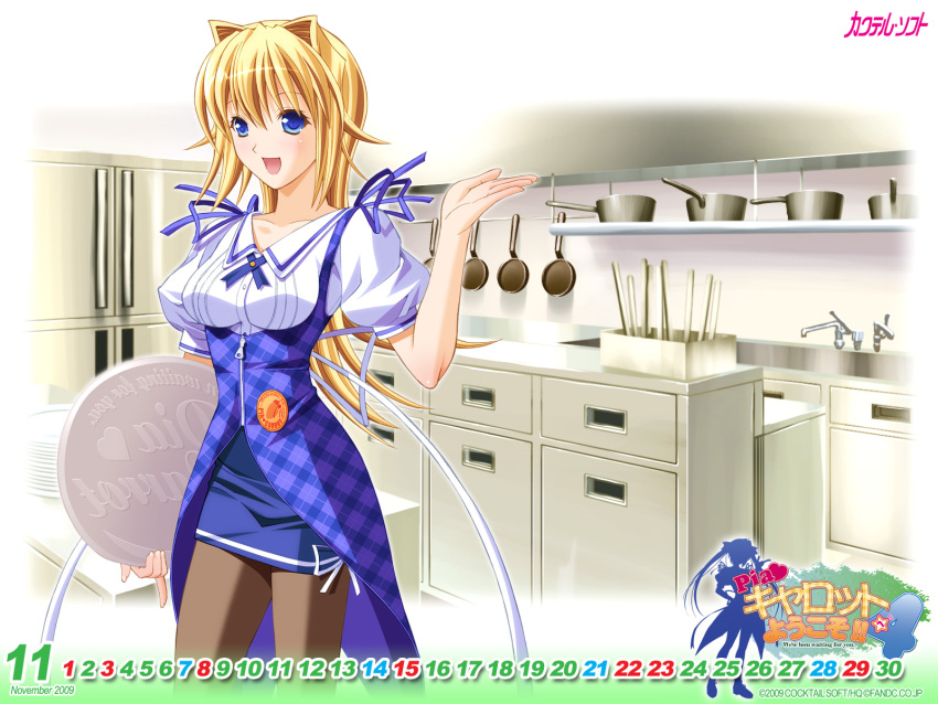 blonde_hair, blue_eyes, calendar, kino_hitoshi, pantyhose, pia_carrot, pia_carrot_4, sakuraba_alice