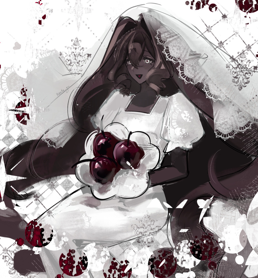 black_forest_cookie, boquet, brown_hair, cookie_run, cookie_run:_kingdom, dark-skinned_female, dark_skin, lace