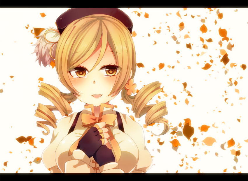 amnos18, bad_id, beret, blonde_hair, breasts, drill_hair, fingerless_gloves, gloves
