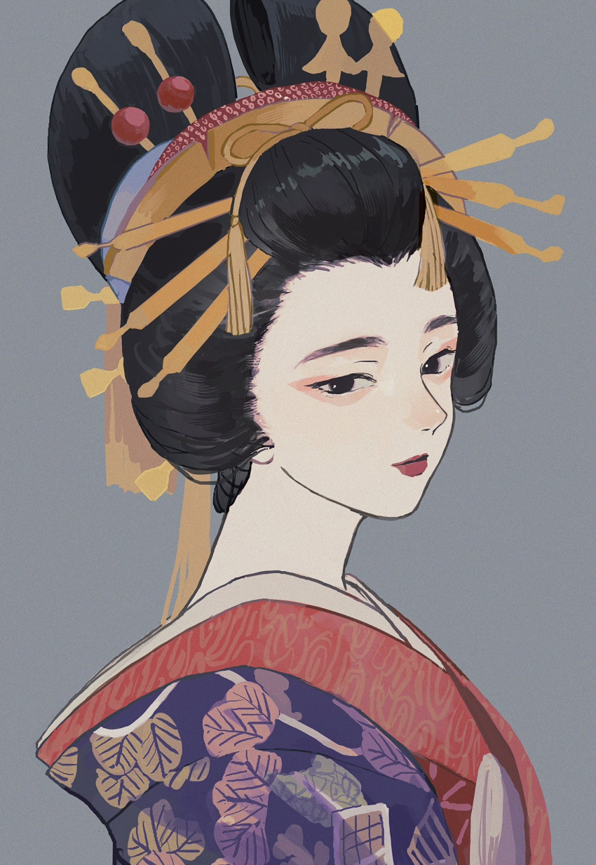1girl, black_eyes, black_hair, closed_mouth, datehyogo, eyeshadow, forehead, from_side