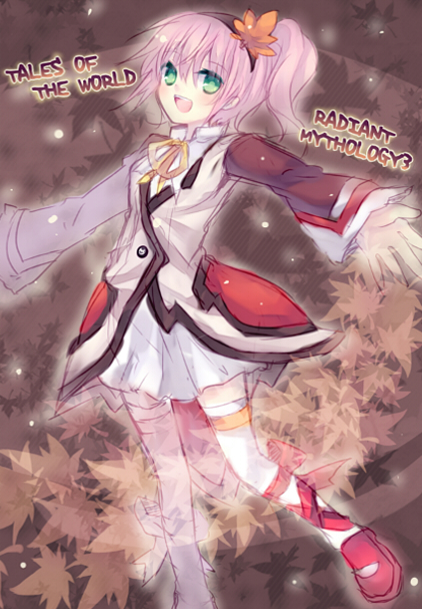 1girl, bad_id, brown_background, green_eyes, hair_ornament, kanonno_grassvalley, nonaka, outstretched_arms
