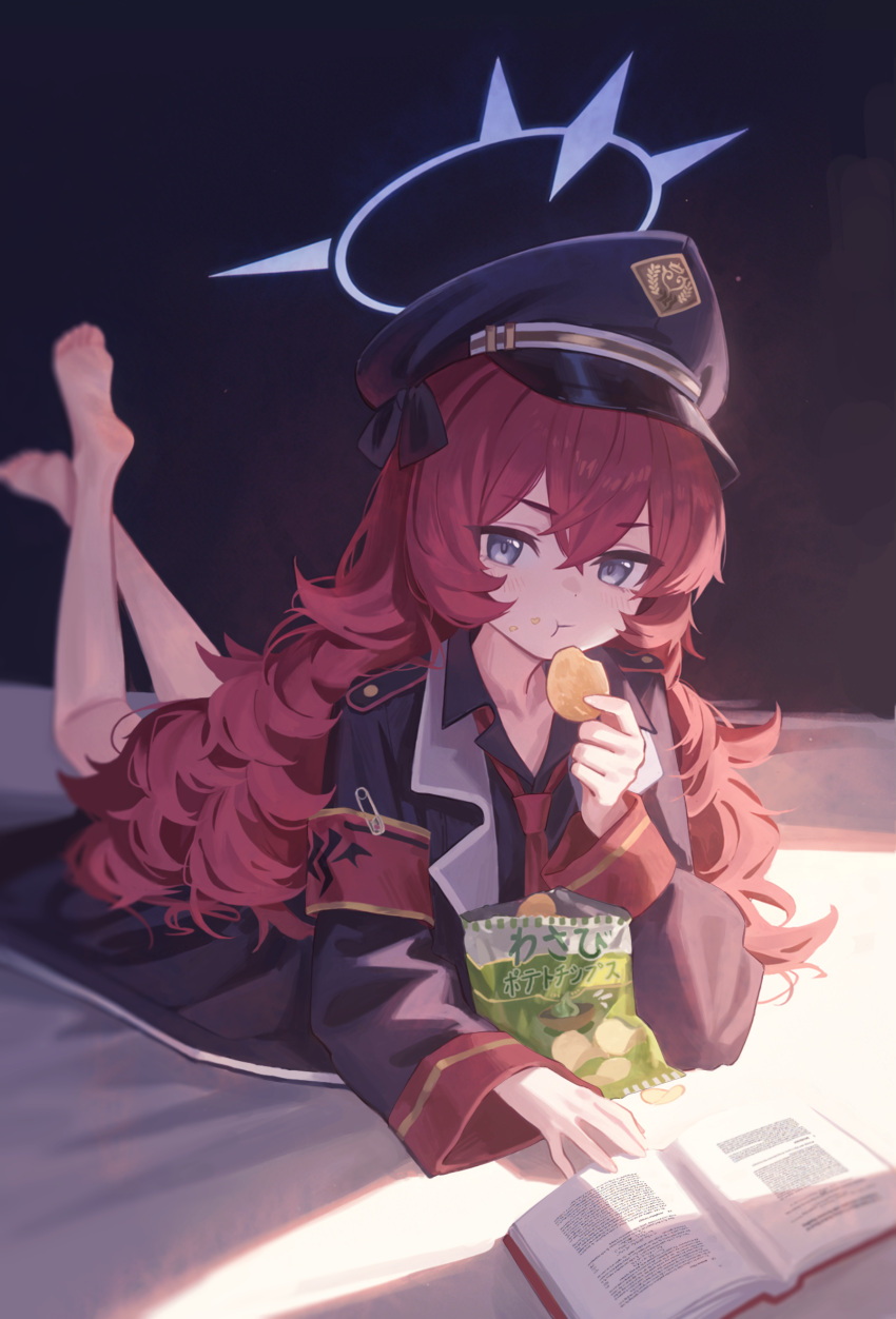 1girl, 5higure, absurdres, armband, blue_archive, fluffy_hair, from_side, grey_eyes