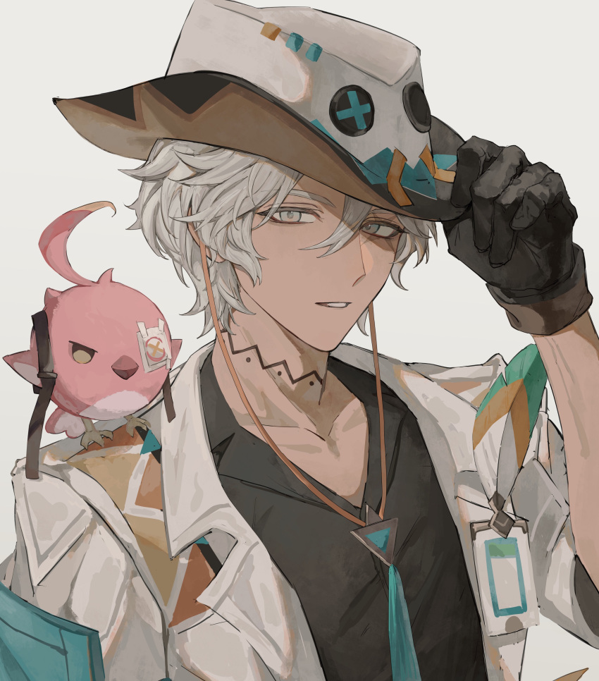 1boy, absurdres, aqua_eyes, black_shirt, cacucu, closed_mouth, collarbone, collared_shirt