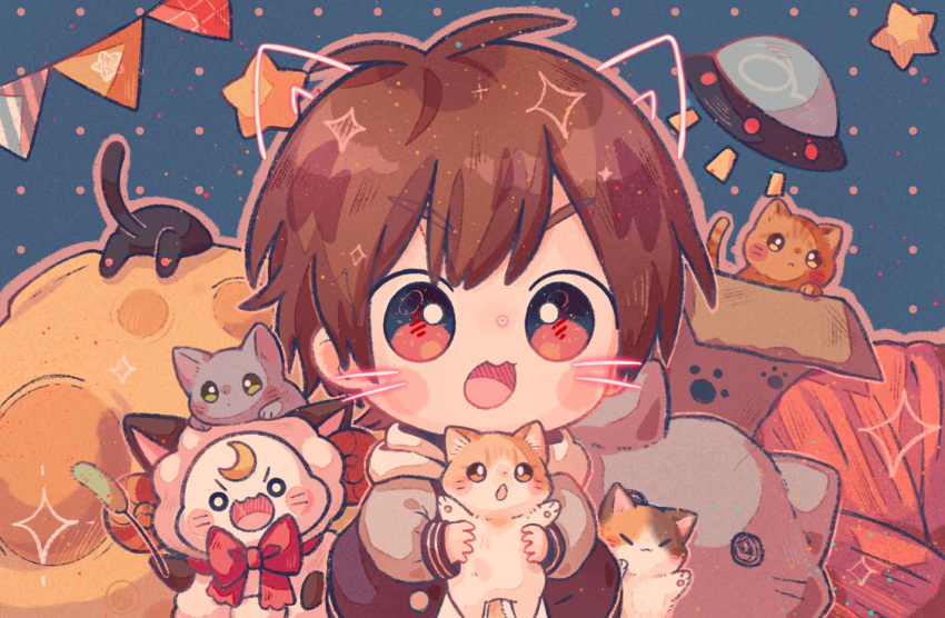 1boy, :3, :d, amatsuki_(crazy_raccoon), amatsuki_(utaite), animal, black_hoodie, blush_stickers