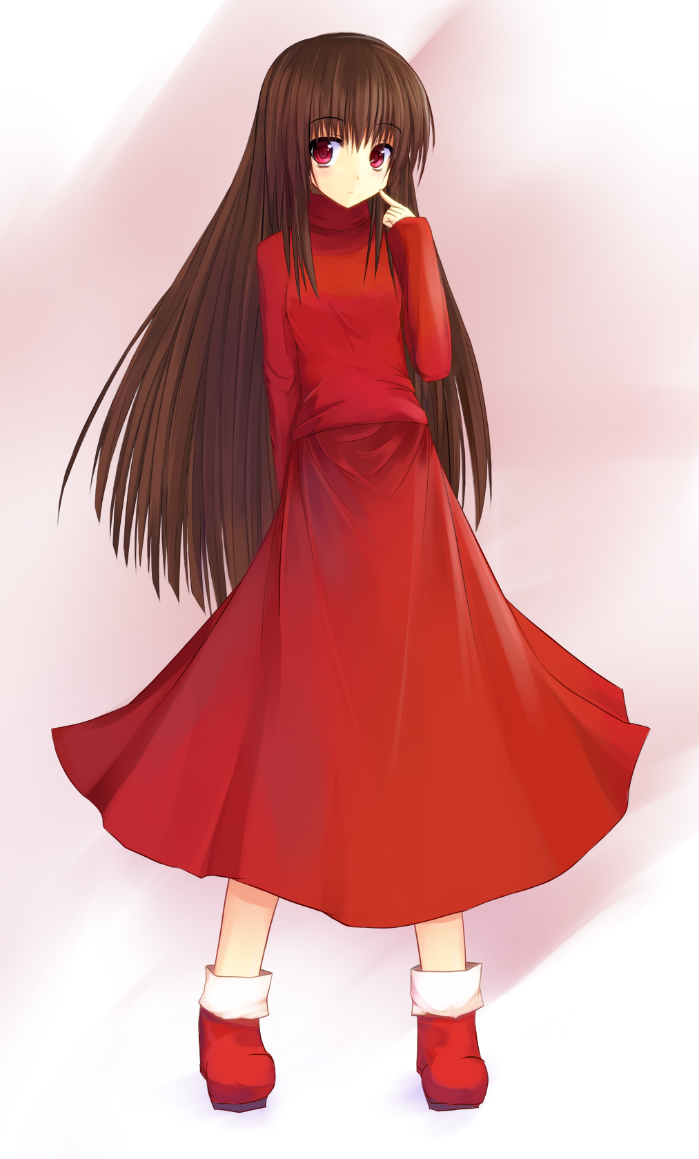 alma_wade, brown_hair, dress, f.e.a.r., highres, long_hair, niboss, red_dress