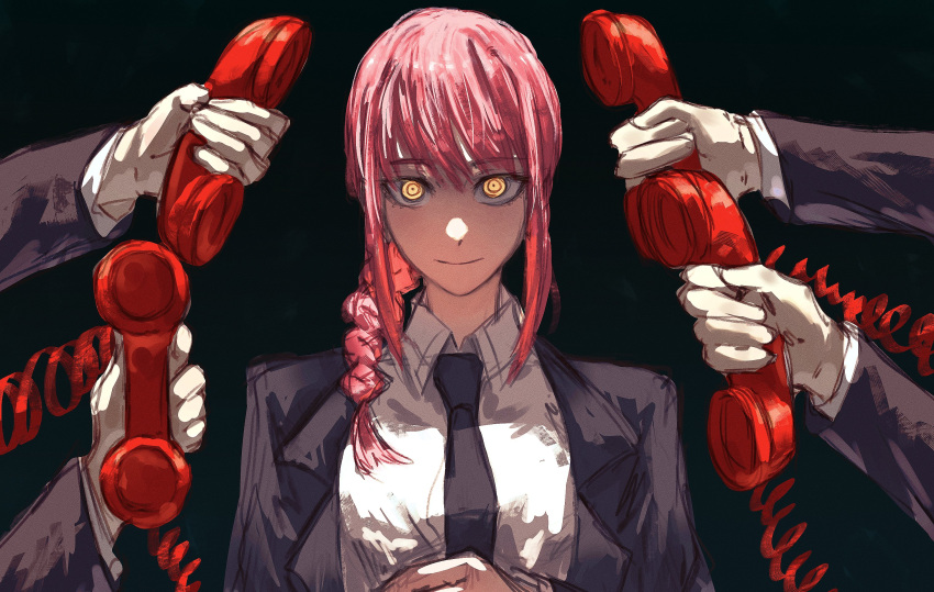 1girl, baku_mbu, black_jacket, black_necktie, braid, braided_ponytail, breasts, business_suit