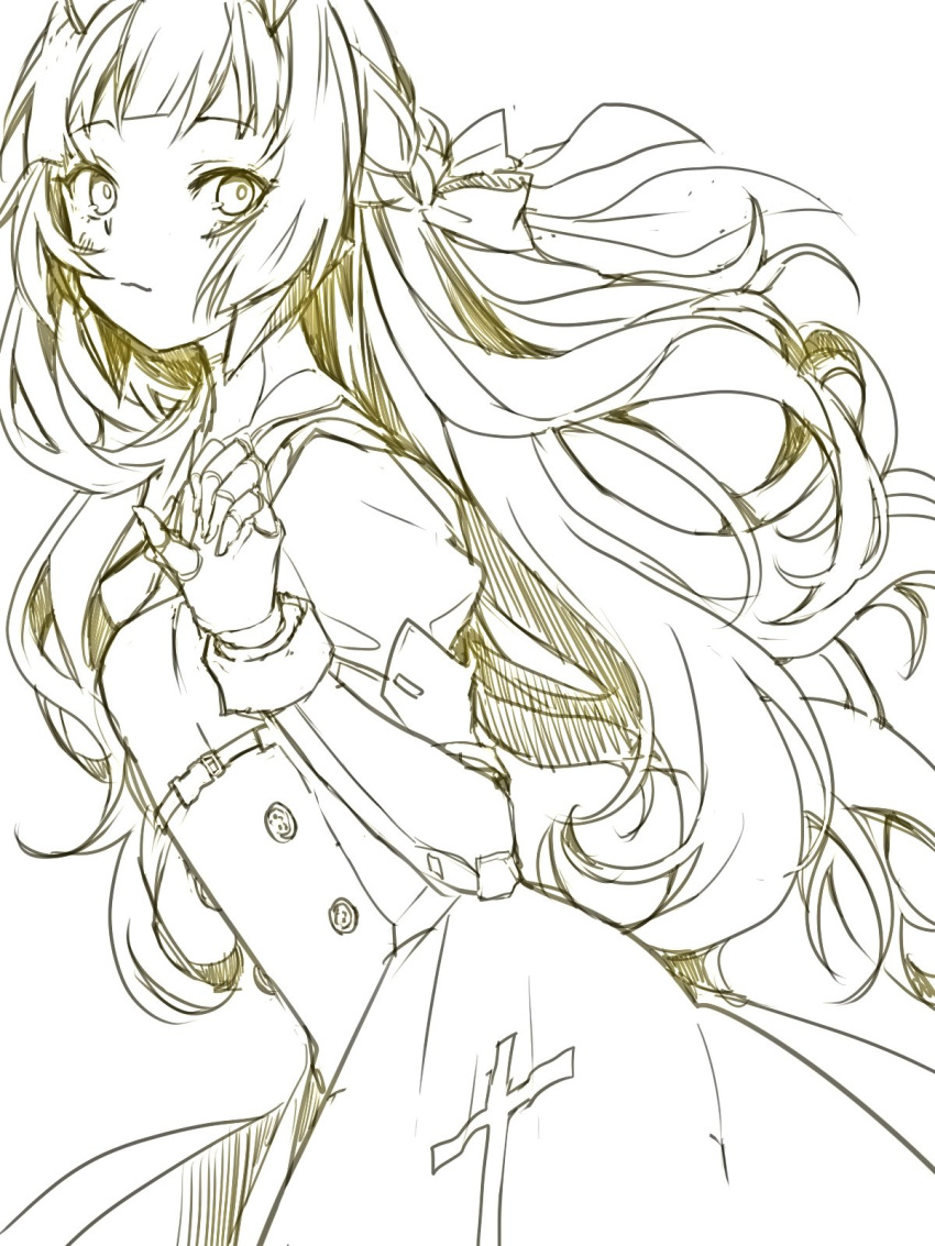 1girl, bow, dress, fake_horns, gown, hair_bow, highres, horns