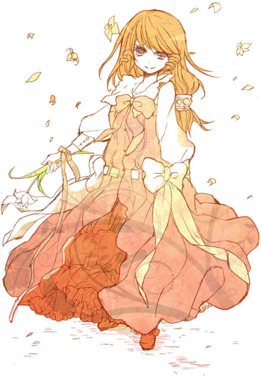 1girl, aruna_(ragnarok_online), bad_id, bow, bowtie, brown_hair, closed_mouth, commentary_request