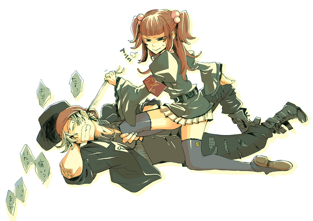 amakusa_juuza, enafuroya, pleated_skirt, red_hair, seifuku, skirt, thigh-highs, thighhighs, twintails, umineko_no_naku_koro_ni, ushiromiya_ange, zettai_ryouiki
