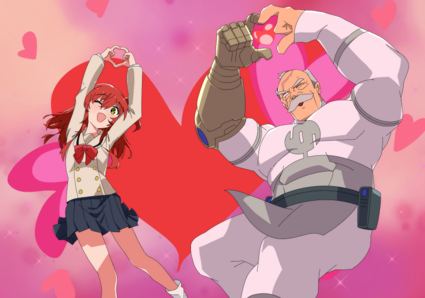 1boy, 1girl, absurdres, archives.gokulism, bocchi_the_rock!, conquest_(ensemble_stars!), highres, invincible_(series), kita_ikuyo