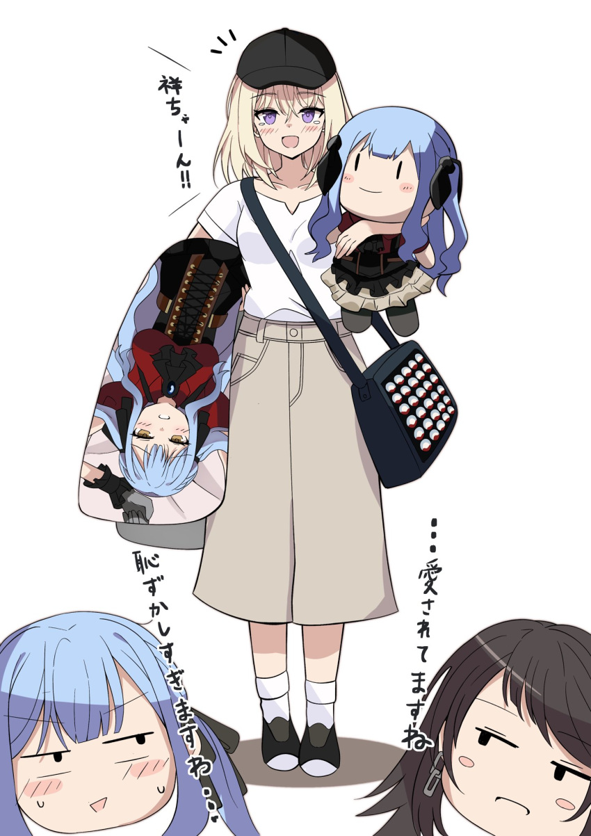 3girls, bag, bang_dream!, bang_dream!_it's_mygo!!!!!, black_bag, black_hair, blonde_hair, blue_hair